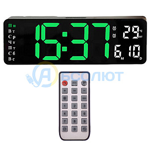 Часы настенные электронные с температурой и пультом Орбита OT-CLW18 Зеленые